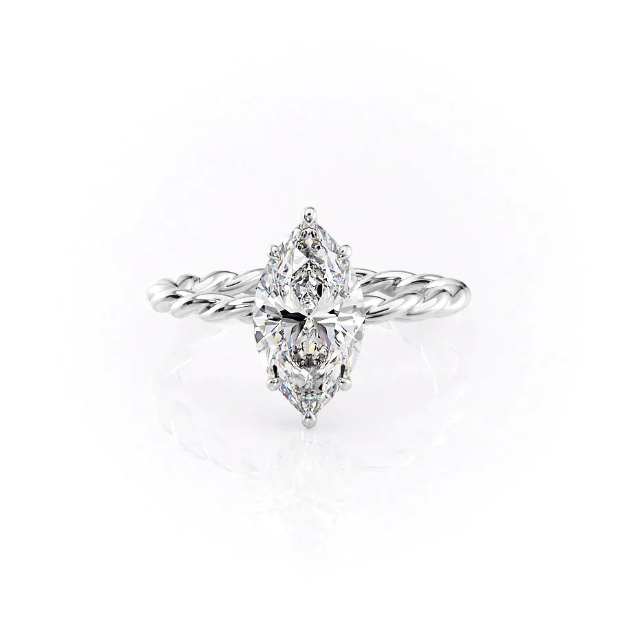 The Alice Set With A 1 Carat Marquise 18K White Gold Lab Diamond