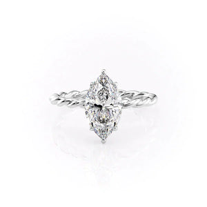 The Alice Set With A 1 Carat Marquise 18K White Gold Lab Diamond