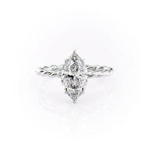 The Alice Set  With A 3.5 Carat Marquise 14K White Gold Moissanite