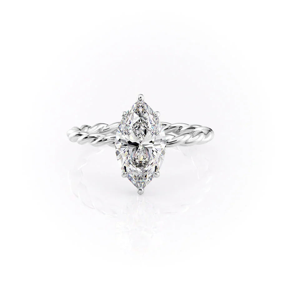 The Alice Set  With A 3 Carat Marquise 14K White Gold Moissanite
