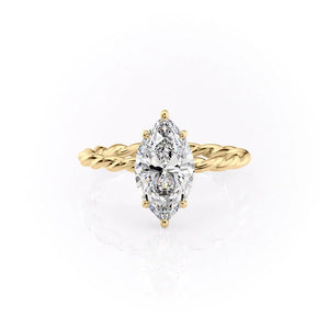 The Alice Set  With A 2 Carat Marquise 18K Yellow Gold Moissanite