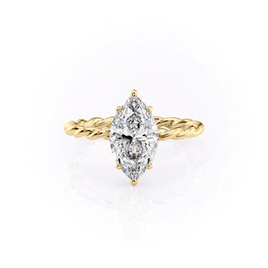 The Alice Set With A 2 Carat Marquise 18K Yellow Gold Lab Diamond