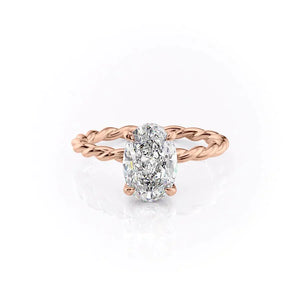 The Alice Set With A 1.5 Carat Oval 14K Rose Gold Lab Diamond