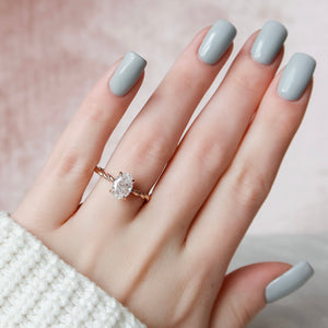 The Alice Set With A 1 Carat Oval 14K Rose Gold Lab Diamond