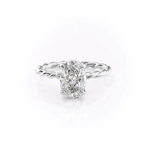 The Alice Set With A 1.5 Carat Oval 18K White Gold Lab Diamond