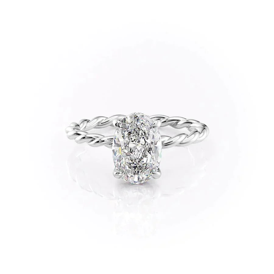The Alice Set With A 1 Carat Oval 14K White Gold Lab Diamond