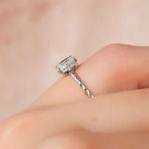 The Alice Set With A 1 Carat Oval 14K White Gold Lab Diamond