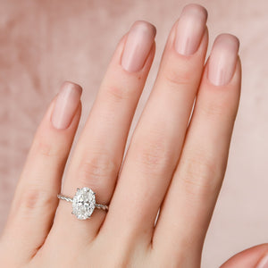 The Alice Set With A 1 Carat Oval 14K White Gold Lab Diamond