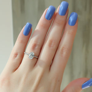 The Alice Set With A 1 Carat Oval 14K White Gold Lab Diamond