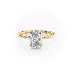 The Alice Set  With A 2 Carat Oval 18K Yellow Gold Moissanite
