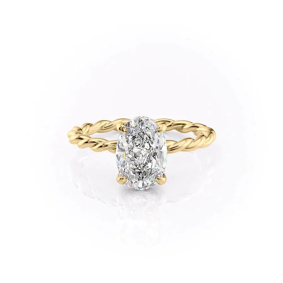 The Alice Set  With A 2.5 Carat Oval 14K Yellow Gold Moissanite