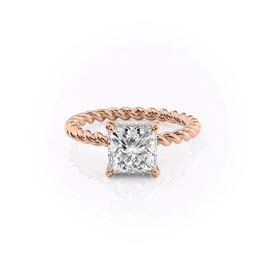 The Alice Set  With A 2.5 Carat Princess 14K Rose Gold Moissanite