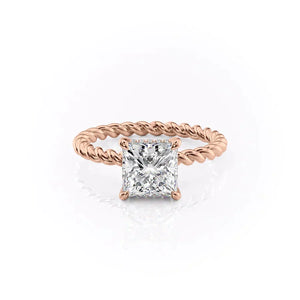The Alice Set  With A 2 Carat Princess 14K Rose Gold Moissanite