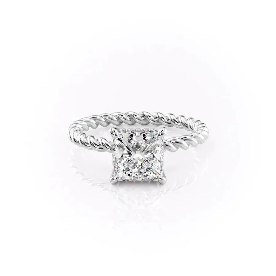 The Alice Set  With A 3 Carat Princess 14K White Gold Moissanite