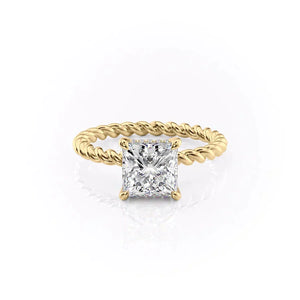 The Alice Set With A 1 Carat Princess 14K Yellow Gold Lab Diamond