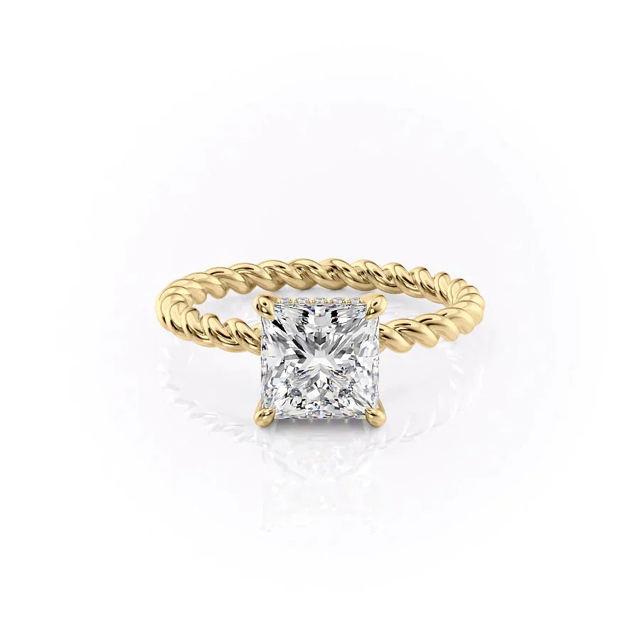 The Alice Set With A 1 Carat Princess 18K Yellow Gold Lab Diamond
