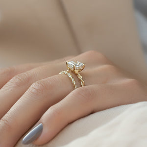 The Alice Set  With A 2.5 Carat Princess 18K Yellow Gold Moissanite