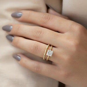 The Alice Set  With A 2.5 Carat Princess 18K Yellow Gold Moissanite