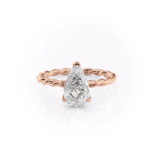 The Alice Set  With A 5 Carat Pear 18K Rose Gold Moissanite