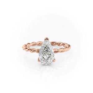 The Alice Set With A 2 Carat Pear 14K Rose Gold Lab Diamond
