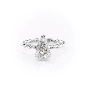 The Alice Set With A 1 Carat Pear 14K White Gold Lab Diamond