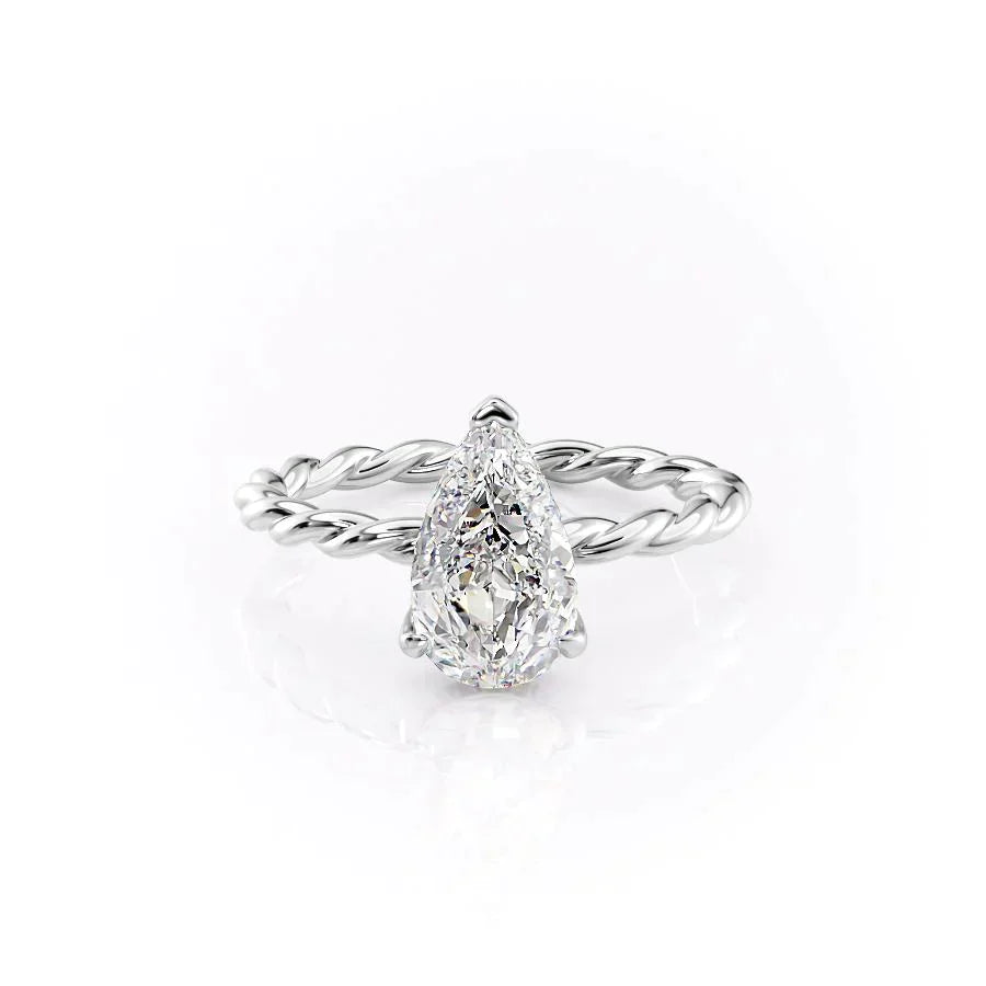 The Alice Set With A 2 Carat Pear 14K White Gold Lab Diamond