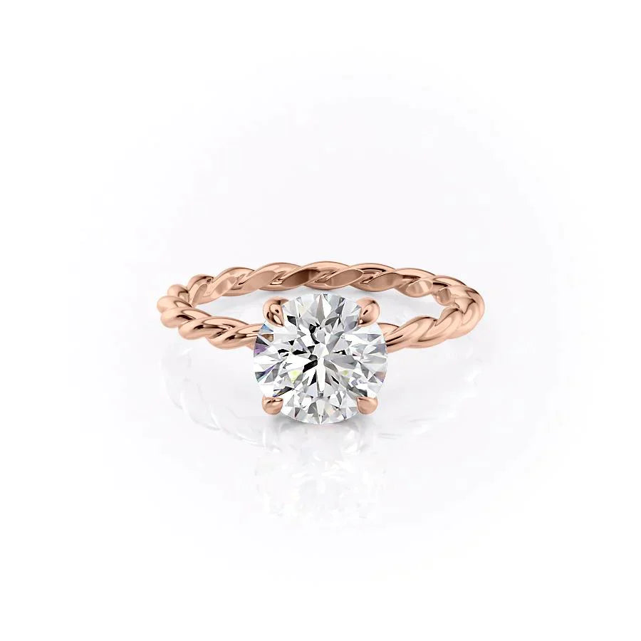 The Alice Set  With A 3.5 Carat Round 14K Rose Gold Moissanite