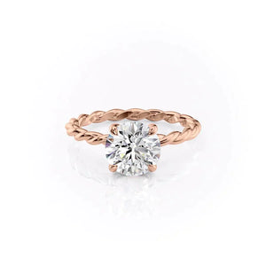 The Alice Set  With A 1.5 Carat Round 14K Rose Gold Moissanite