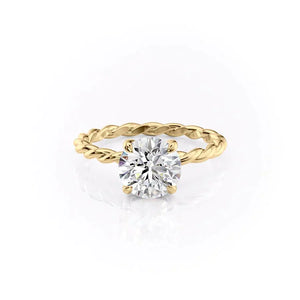 The Alice Set With A 1 Carat Round 18K Yellow Gold Lab Diamond