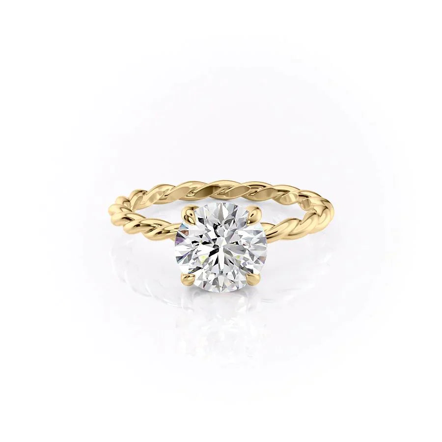 The Alice Set  With A 1.5 Carat Round 18K Yellow Gold Moissanite