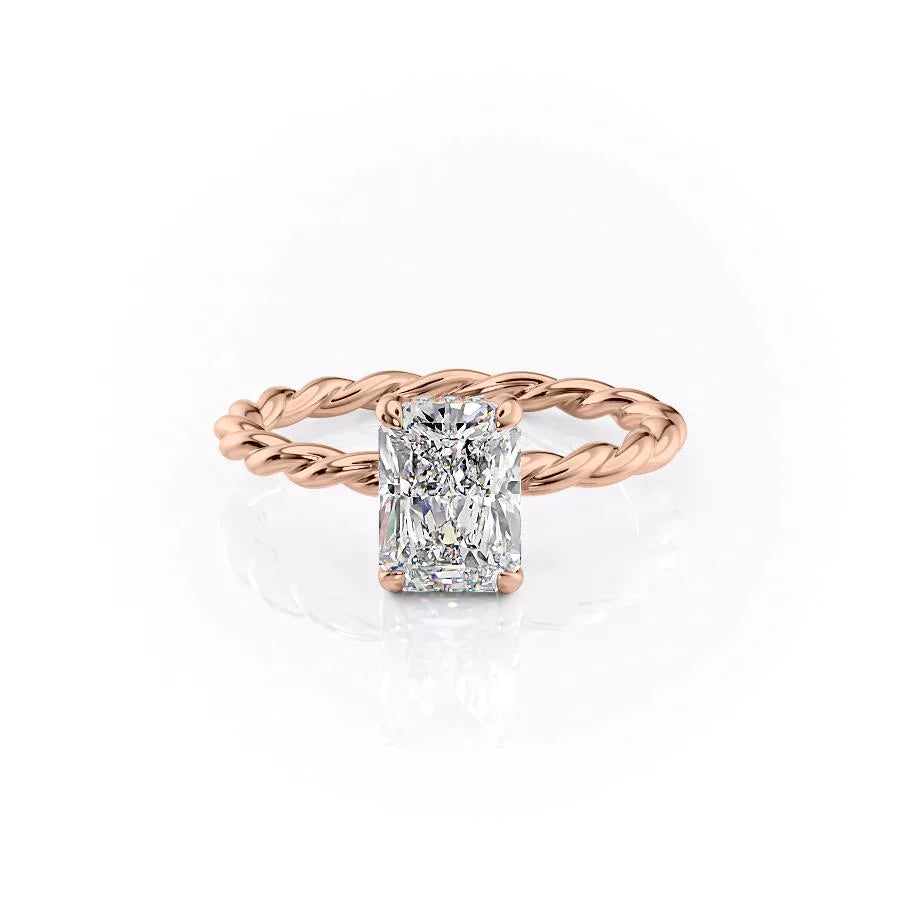The Alice Set  With A 1.5 Carat Radiant 14K Rose Gold Moissanite