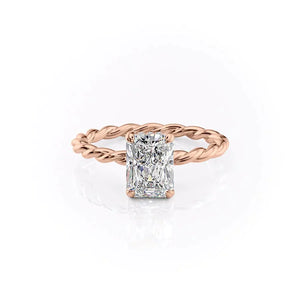 The Alice Set With A 1.5 Carat Radiant 14K Rose Gold Lab Diamond