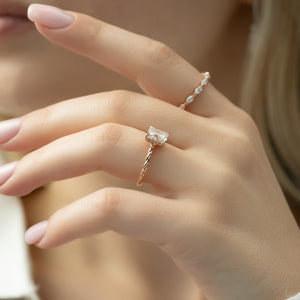 The Alice Set With A 1 Carat Radiant 14K Rose Gold Lab Diamond