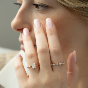 The Alice Set With A 1 Carat Radiant 14K Rose Gold Lab Diamond