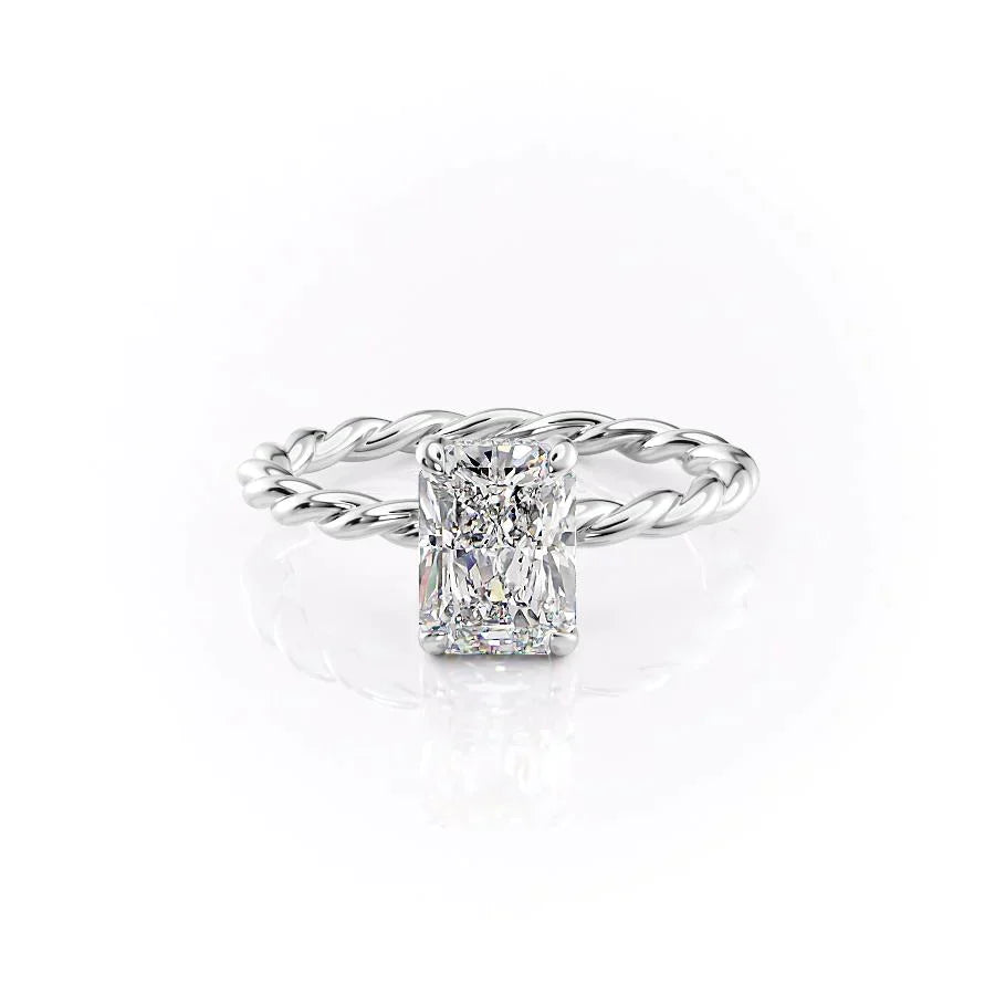 The Alice Set  With A 1 Carat Radiant 18K White Gold Moissanite