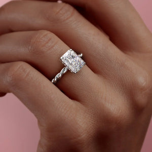 The Alice Set  With A 1 Carat Radiant 18K White Gold Moissanite
