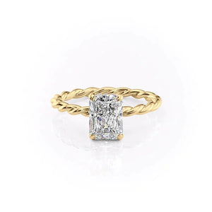The Alice Set  With A 4 Carat Radiant 18K Yellow Gold Moissanite