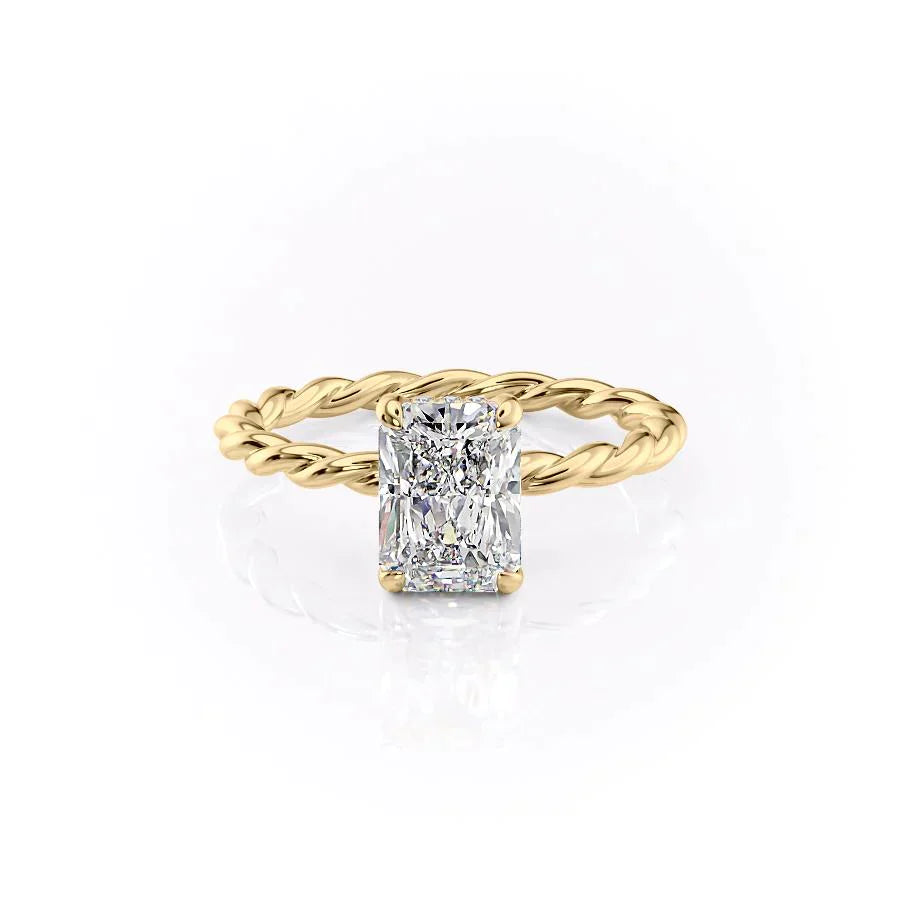 The Alice Set  With A 1.5 Carat Radiant 18K Yellow Gold Moissanite
