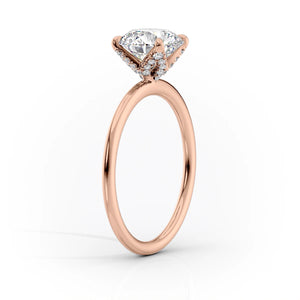 The Solitaire Petal Kamellie Set   With A 1 Carat Round 14K Rose Gold Moissanite
