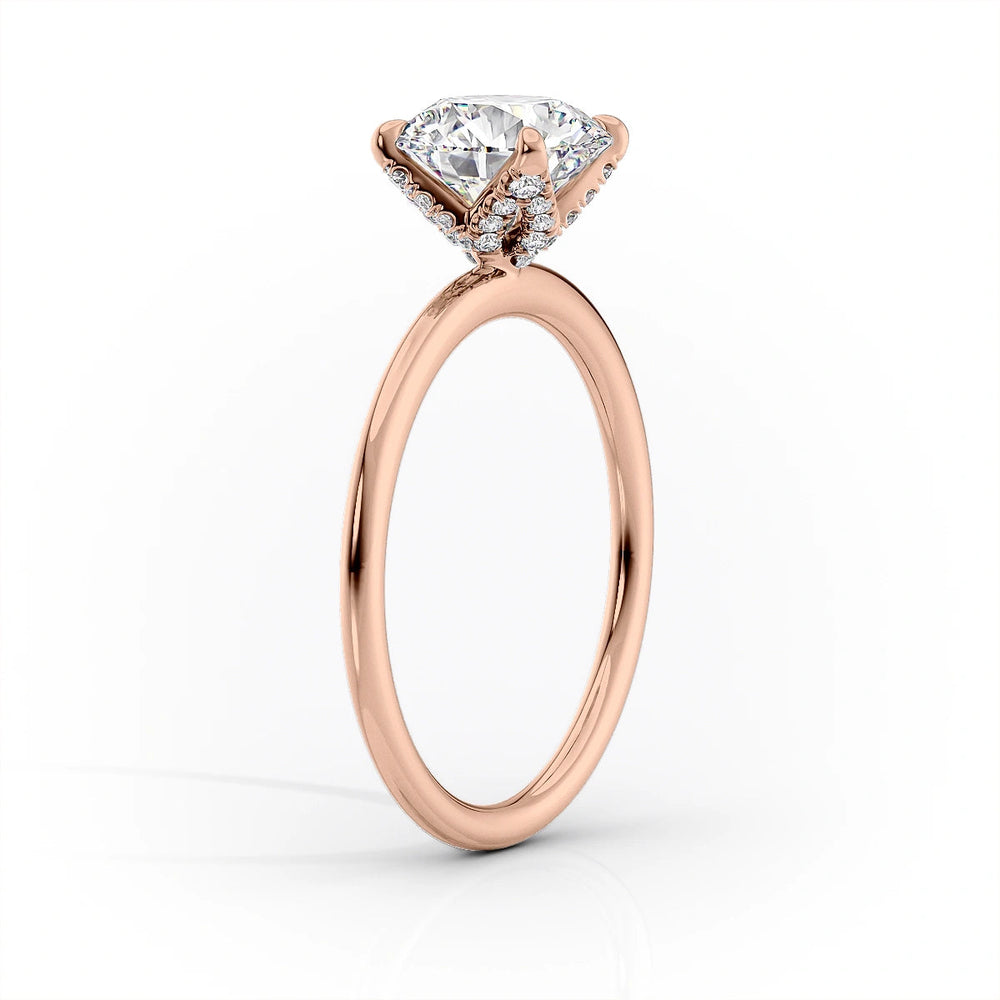The Solitaire Petal Kamellie Set   With A 1 Carat Cushion 14K Rose Gold Moissanite