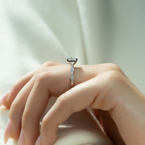The Jasmine Set With A 1 Carat Cushion 14K White Gold Lab Diamond