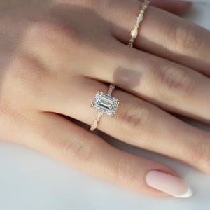 The Jasmine Set With A 1 Carat Emerald 14K Rose Gold Lab Diamond