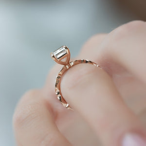 The Jasmine Set With A 1 Carat Emerald 14K Rose Gold Lab Diamond