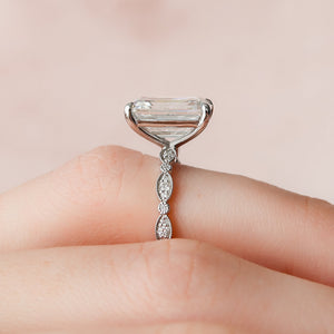 The Jasmine Set With A 1 Carat Emerald 14K White Gold Lab Diamond