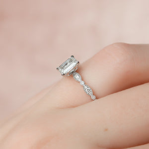 The Jasmine Set With A 1 Carat Emerald 14K White Gold Lab Diamond
