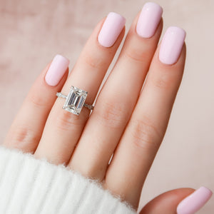 The Jasmine Set With A 1 Carat Emerald 14K White Gold Lab Diamond