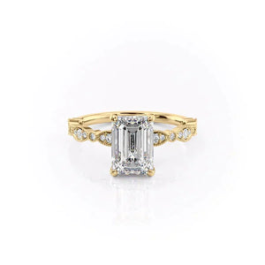 The Jasmine Set With A 3 Carat Emerald 18K Yellow Gold Lab Diamond