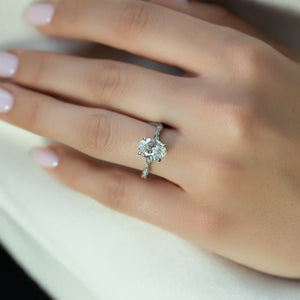 The Jasmine Set With A 1 Carat Oval 14K White Gold Lab Diamond
