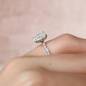 The Jasmine Set With A 1 Carat Oval 14K White Gold Lab Diamond