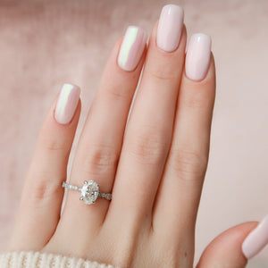 The Jasmine Set With A 1 Carat Oval 14K White Gold Lab Diamond